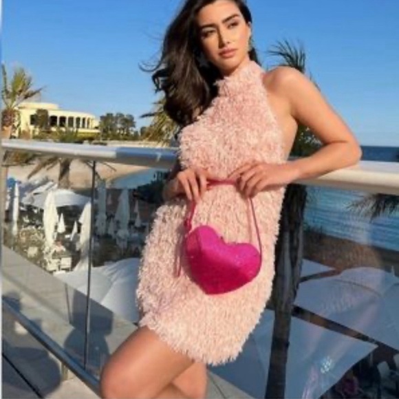 Zara FEATHERY KNIT HALTER DRESS xS - Picture 2 of 6